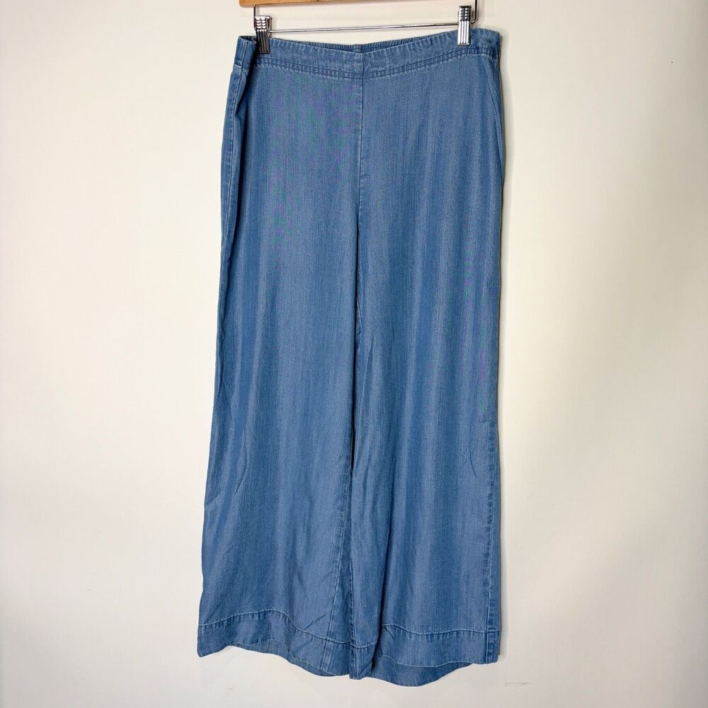 J Jill Pants Ankle Wide Leg Relaxed Chambray High Rise Blue Women Small
